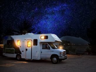 rv, camper, night