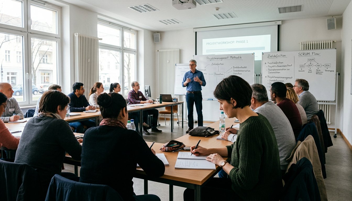 Weiterbildungsteilnehmer in einem Workshop