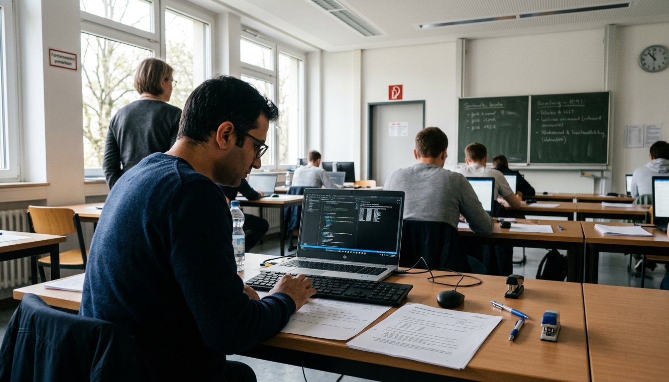 Prüfungssituation bei einer IHK-Abschlussprüfung im IT-Bereich
