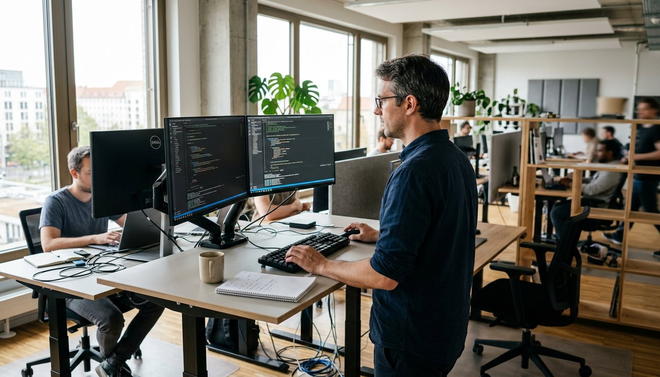 Arbeitsplatz einer IT-Fachkraft nach dem Berufseinstieg